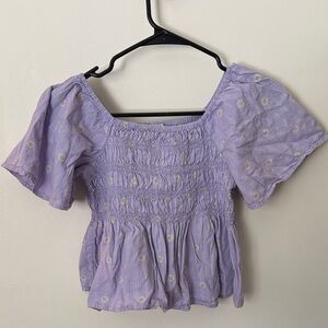 Purple Floral Smocked Kids Top